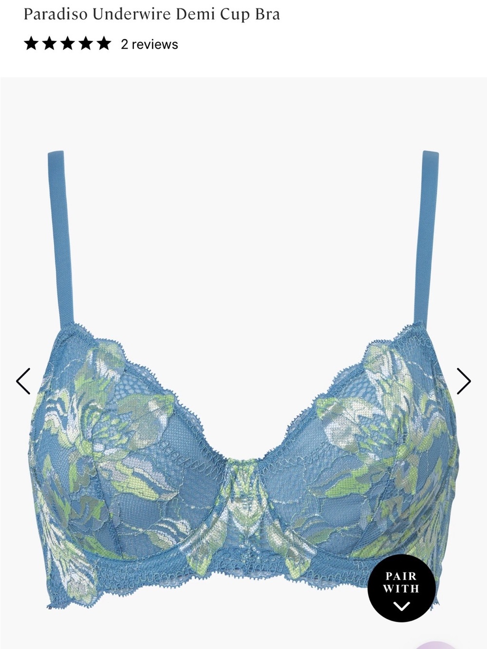 Cosabella Paradiso Lace Demi-Cup Underwire Bra 36F, NWT